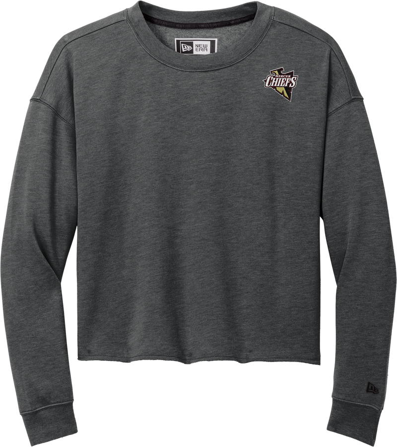 Mercer Chiefs New Era Ladies Tri-Blend Fleece Crop Crew