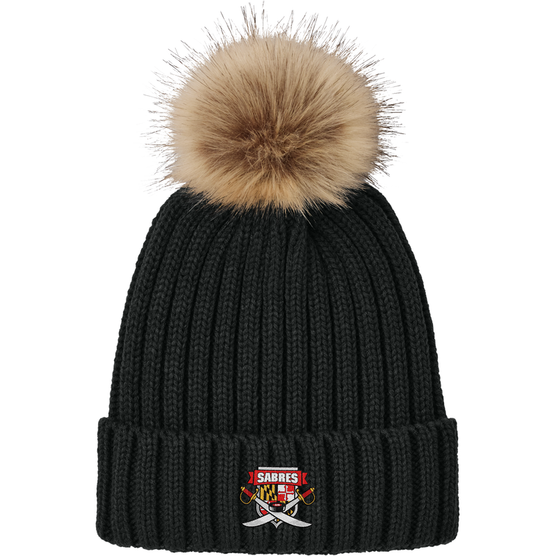 SOMD Sabres Faux Fur Pom Beanie
