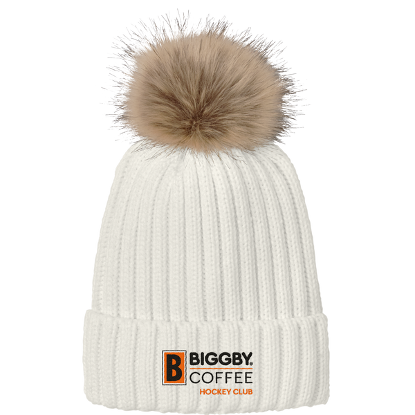 Biggby Coffee Hockey Club Faux Fur Pom Beanie