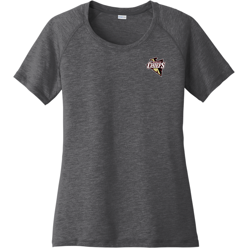 Mercer Chiefs Ladies PosiCharge Tri-Blend Wicking Scoop Neck Raglan Tee