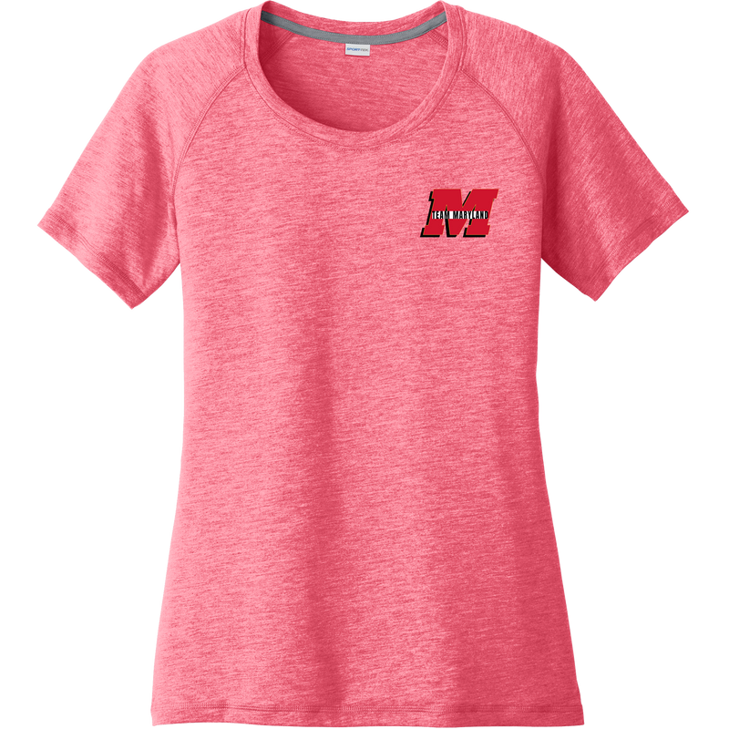 Team Maryland Ladies PosiCharge Tri-Blend Wicking Scoop Neck Raglan Tee